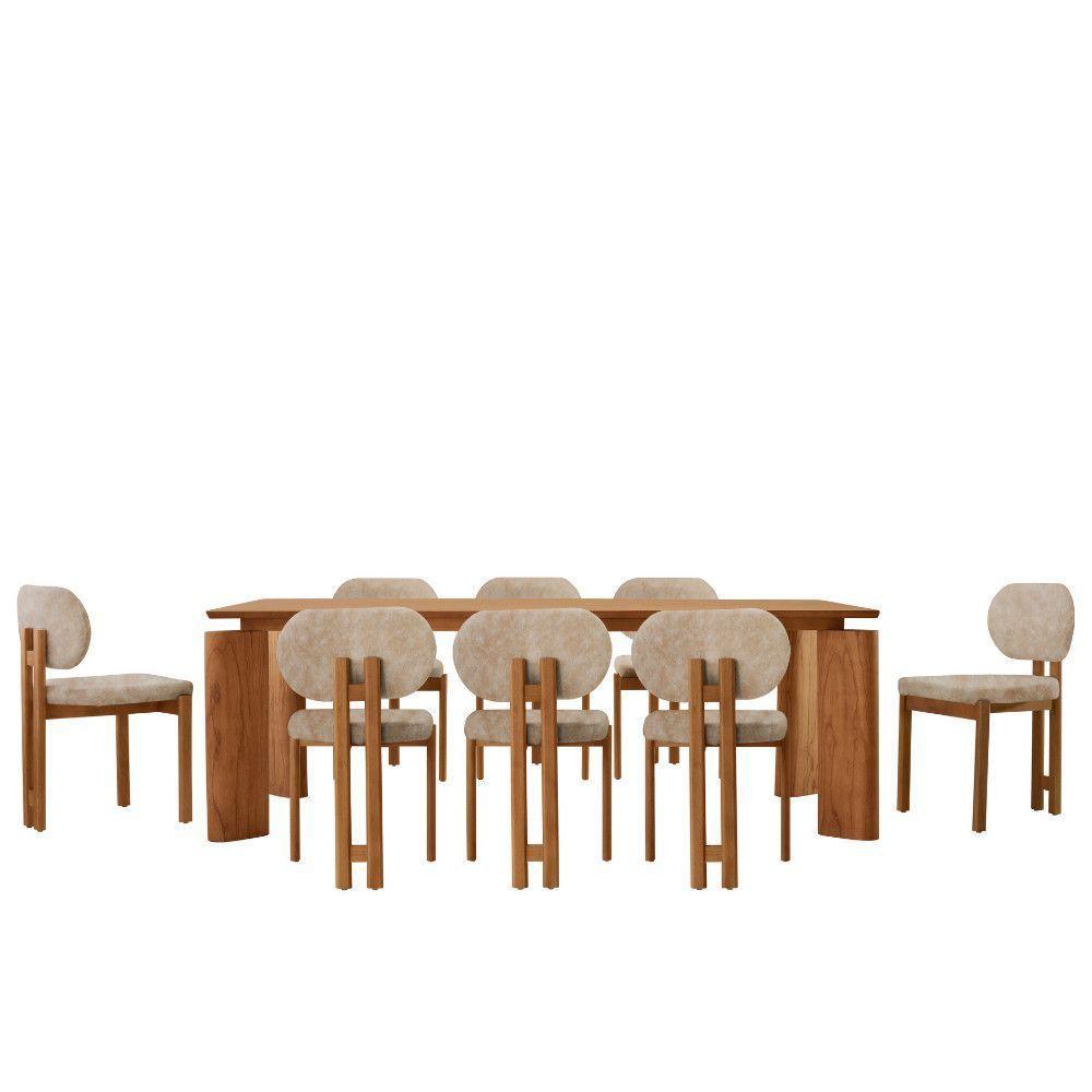 Mesa De Jantar Nala 220cm Madeira Tampo Laminado 8 Cadeira Nala Milano Imbuia Natural - 2