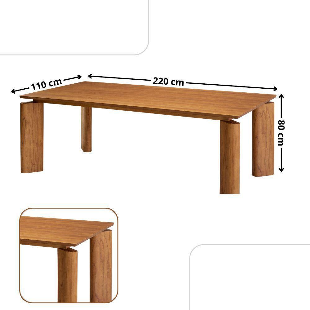 Mesa De Jantar Nala 220cm Madeira Tampo Laminado 8 Cadeira Nala Milano Imbuia Natural - 4