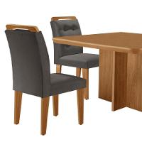Mesa Olímpia 90cm Mdf Com 4 Cadeiras Carol Veludo Grafite Naturalle - 7