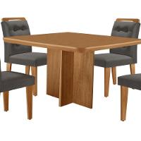 Mesa Olímpia 90cm Mdf Com 4 Cadeiras Carol Veludo Grafite Naturalle - 8