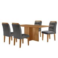 Mesa Olimpia 120 Mdf Com 4 Cadeiras Carol Linho Grafite Naturalle - 2
