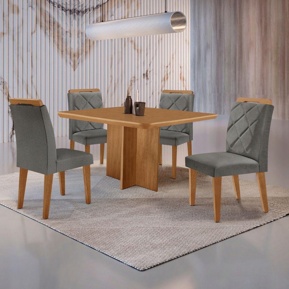 Mesa Olimpia 90 Mdf Com 4 Cadeiras Melissa Linho Grafite Naturalle - 1