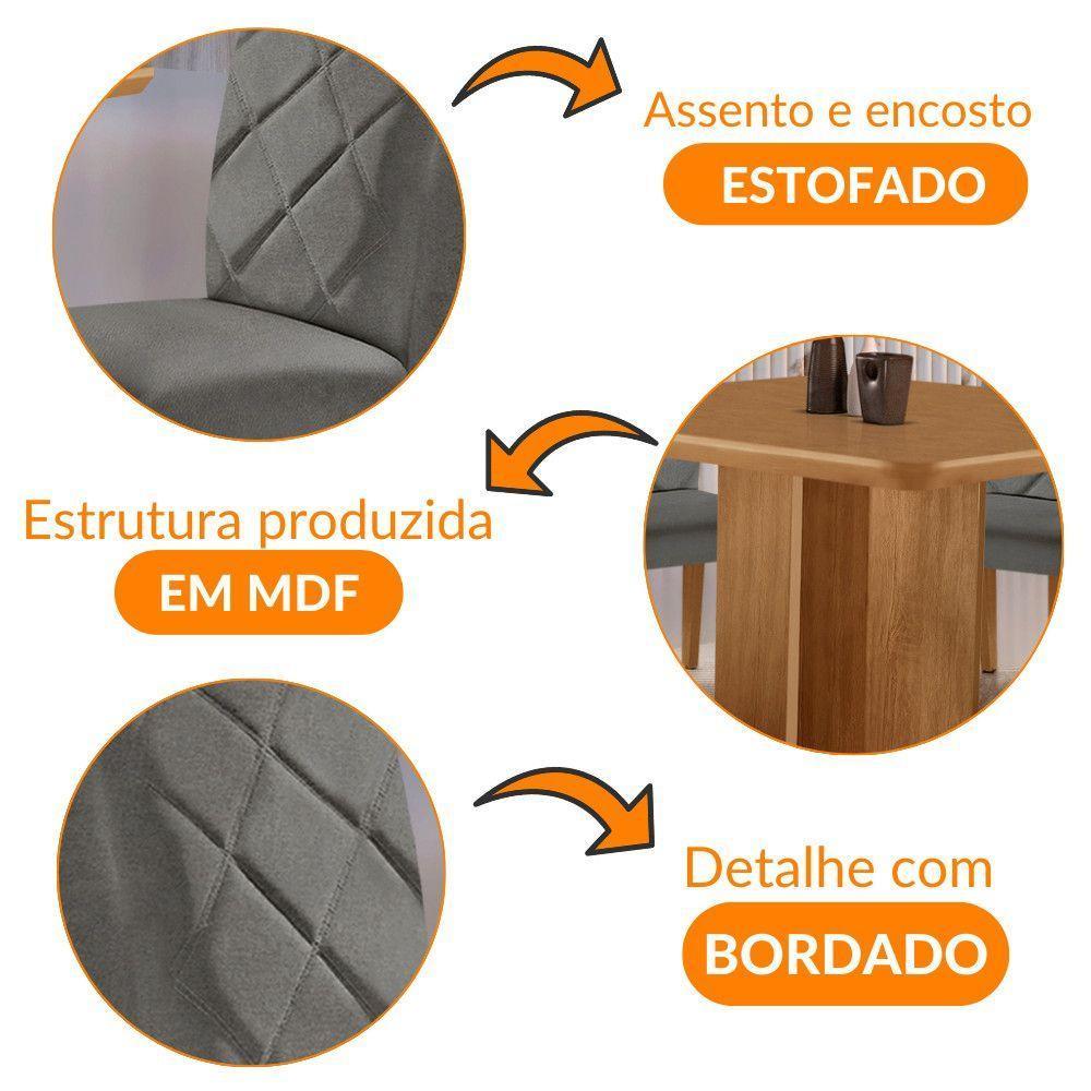 Mesa Olimpia 90 Mdf Com 4 Cadeiras Melissa Linho Grafite Naturalle - 6