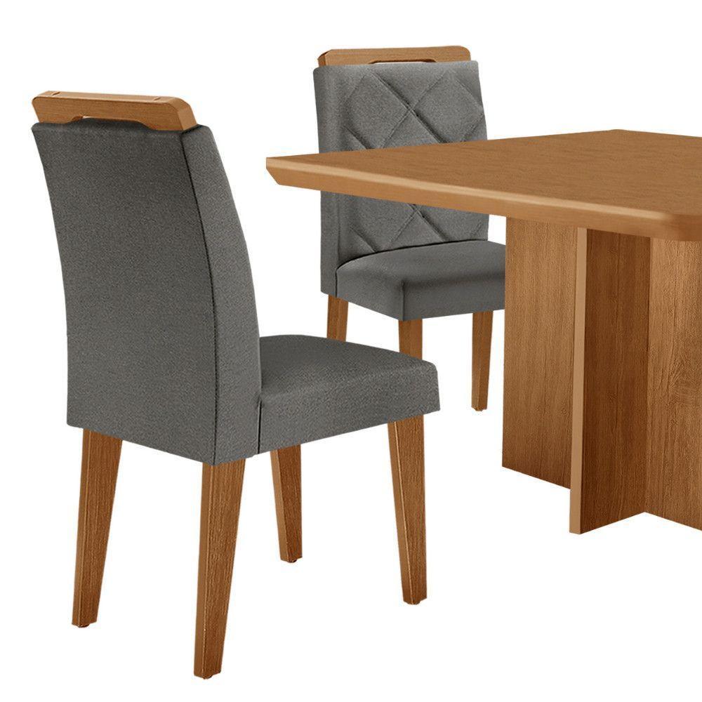 Mesa Olimpia 90 Mdf Com 4 Cadeiras Melissa Linho Grafite Naturalle - 7