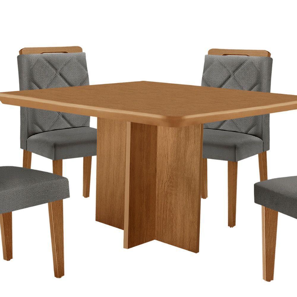 Mesa Olimpia 90 Mdf Com 4 Cadeiras Melissa Linho Grafite Naturalle - 8