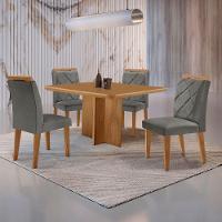 Mesa Olimpia 90 Mdf Com 4 Cadeiras Melissa Linho Grafite Naturalle - 1