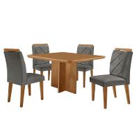 Mesa Olimpia 90 Mdf Com 4 Cadeiras Melissa Linho Grafite Naturalle - 2