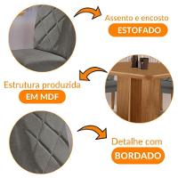 Mesa Olimpia 90 Mdf Com 4 Cadeiras Melissa Linho Grafite Naturalle - 6