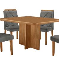 Mesa Olimpia 90 Mdf Com 4 Cadeiras Melissa Linho Grafite Naturalle - 8