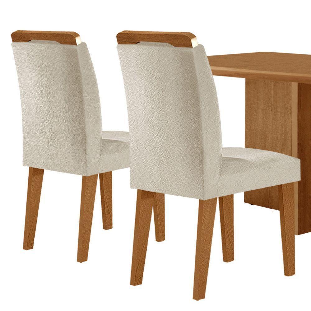 Mesa Olimpia 120 Mdf Com 4 Cadeiras Athenas Veludo Creme Naturalle - 7