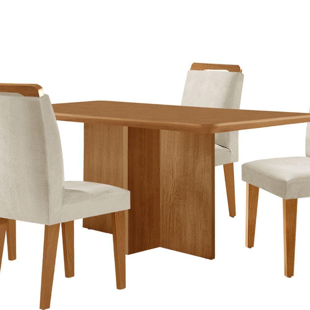 Mesa Olimpia 120 Mdf Com 4 Cadeiras Athenas Veludo Creme Naturalle - 8