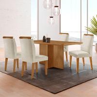 Mesa Olimpia 120 Mdf Com 4 Cadeiras Athenas Veludo Creme Naturalle - 1