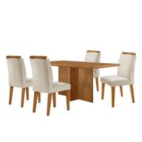 Mesa Olimpia 120 Mdf Com 4 Cadeiras Athenas Veludo Creme Naturalle - 2
