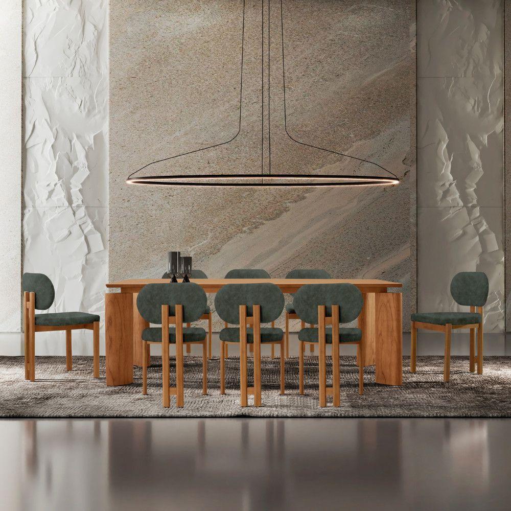 Mesa De Jantar Nala 220cm Madeira Tampo Laminado 8 Cadeira Nala Jade Imbuia Natural - 1
