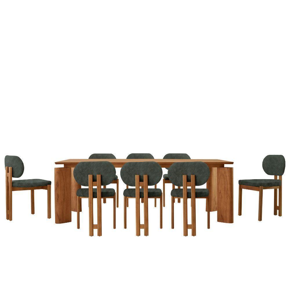 Mesa De Jantar Nala 220cm Madeira Tampo Laminado 8 Cadeira Nala Jade Imbuia Natural - 2