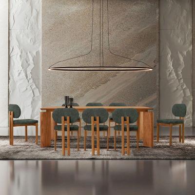 Mesa De Jantar Nala 220cm Madeira Tampo Laminado 8 Cadeira Nala Jade Imbuia Natural