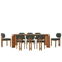 Mesa De Jantar Nala 220cm Madeira Tampo Laminado 8 Cadeira Nala Jade Imbuia Natural - 2