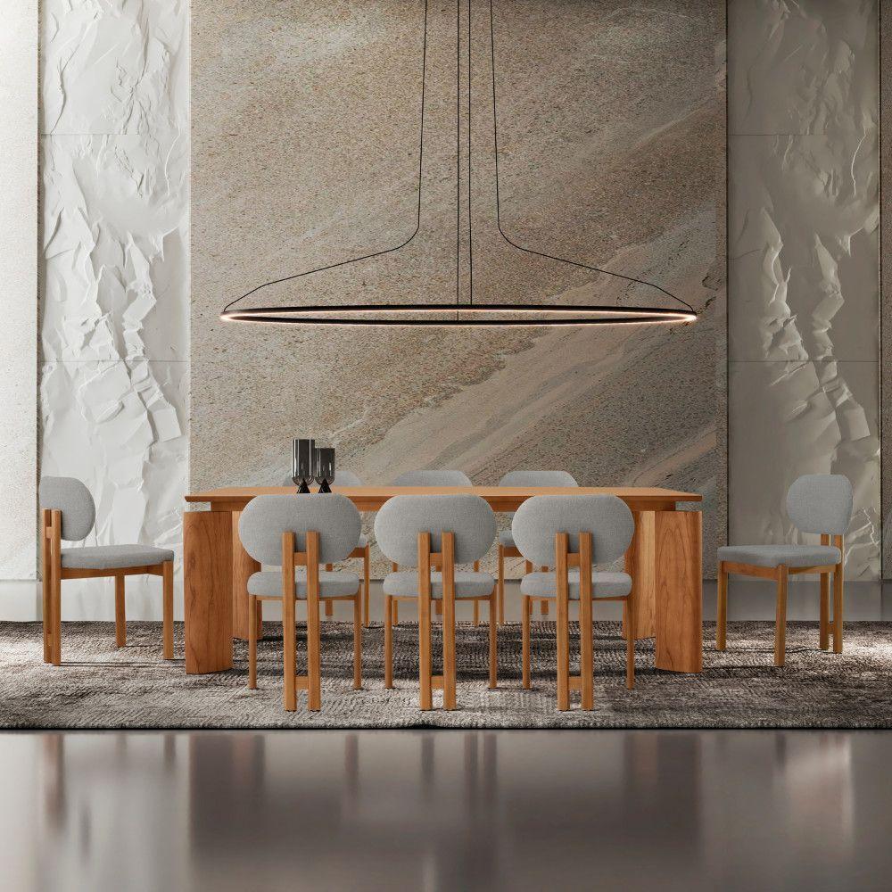 Mesa De Jantar Nala 220cm Madeira Tampo Laminado 8 Cadeira Nala Luna Imbuia Natural - 1