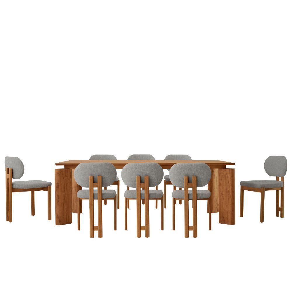 Mesa De Jantar Nala 220cm Madeira Tampo Laminado 8 Cadeira Nala Luna Imbuia Natural - 2