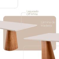 Mesa Noronha 180cm Tampo Com Vidro Laqueado Com 6 Cadeiras Jade Off White Imbuia Natural - 6