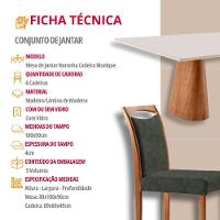 Mesa Noronha 180cm Tampo Com Vidro Laqueado Com 6 Cadeiras Jade Off White Imbuia Natural - 7