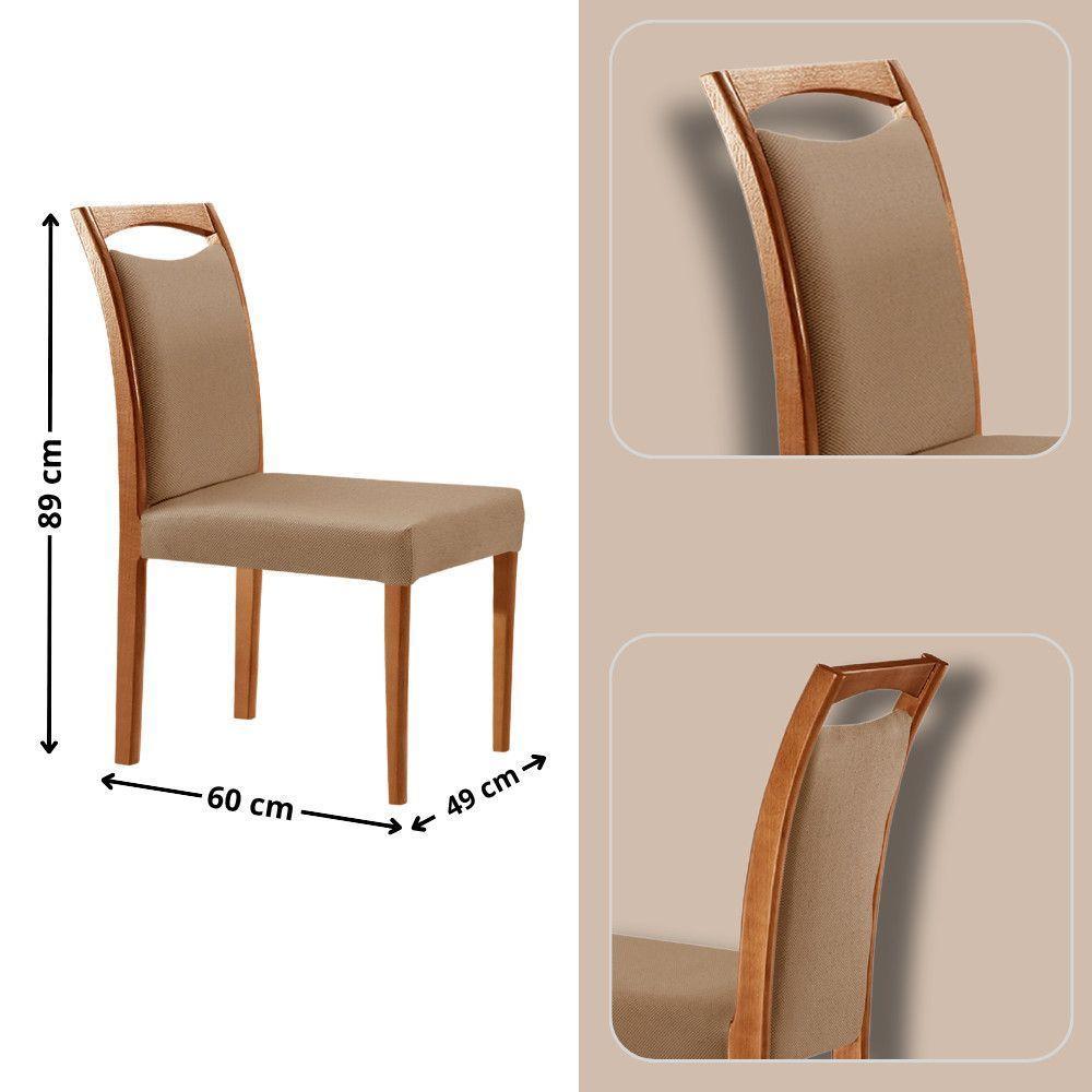 Mesa Noronha 180cm Tampo Com Vidro Laqueado Com 6 Cadeiras Linho Palha Imbuia Natural Off White - 2