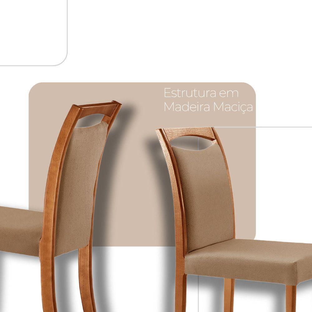 Mesa Noronha 180cm Tampo Com Vidro Laqueado Com 6 Cadeiras Linho Palha Imbuia Natural Off White - 4