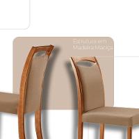 Mesa Noronha 180cm Tampo Com Vidro Laqueado Com 6 Cadeiras Linho Palha Imbuia Natural Off White