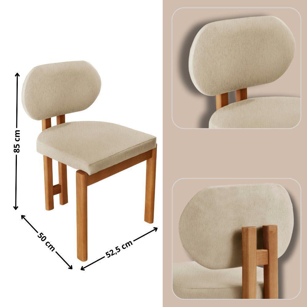 Mesa De Jantar Nala 220cm Madeira Tampo Laminado 8 Cadeira Nala Linho Off Imbuia Natural - 3