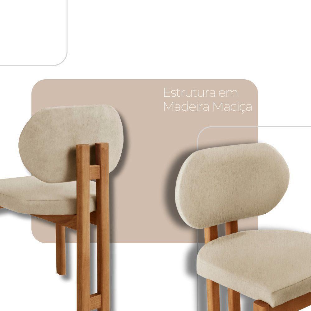 Mesa De Jantar Nala 220cm Madeira Tampo Laminado 8 Cadeira Nala Linho Off Imbuia Natural - 5