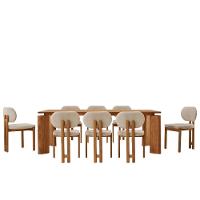 Mesa De Jantar Nala 220cm Madeira Tampo Laminado 8 Cadeira Nala Linho Off Imbuia Natural - 2