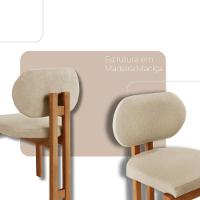 Mesa De Jantar Nala 220cm Madeira Tampo Laminado 8 Cadeira Nala Linho Off Imbuia Natural - 5