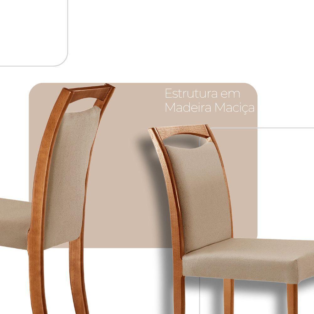 Mesa Ane 180 Tampo Com Vidro Laqueado Com 6 Cadeiras Livia Linho Premuim Imbuia Natural Off White - 5