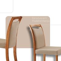 Mesa Ane 180 Tampo Com Vidro Laqueado Com 6 Cadeiras Livia Linho Premuim Imbuia Natural Off White - 5