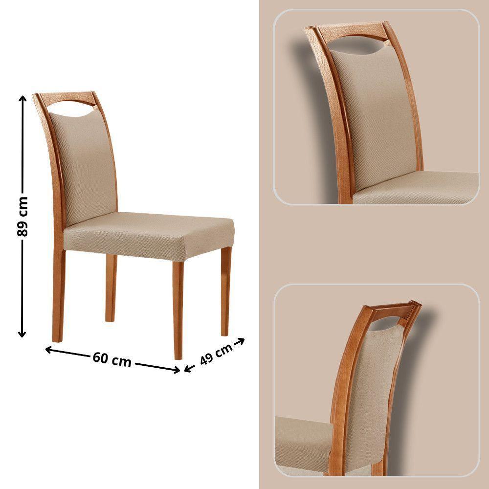 Mesa Noronha 180cm Tampo Com Vidro Laqueado Com 6 Cadeiras Linho Premuim Imbuia Natural Off White - 3