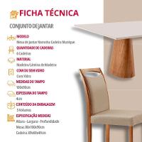 Mesa Noronha 180cm Tampo Com Vidro Laqueado Com 6 Cadeiras Linho Premuim Imbuia Natural Off White - 7