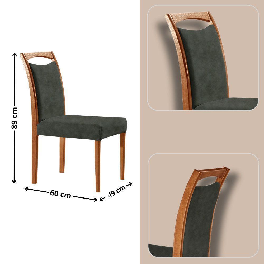 Mesa Ane 180 Tampo Com Vidro Laqueado Com 6 Cadeiras Livia Jade Off White Imbuia Natural - 3