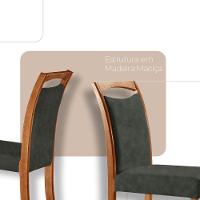 Mesa Ane 180 Tampo Com Vidro Laqueado Com 6 Cadeiras Livia Jade Off White Imbuia Natural - 5