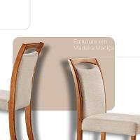 Mesa Ane 180 Tampo Com Vidro Laqueado Com 6 Cadeiras Livia Linho Off White Imbuia Natural - 5