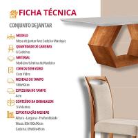 Mesa Ane 180 Tampo Com Vidro Laqueado Com 6 Cadeiras Livia Linho Off White Imbuia Natural - 7