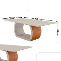 Mesa Zeus 180cm Tampo Com Vidro Laqueado Com 6 Cadeiras Linho Off White Imbuia Natural - 7