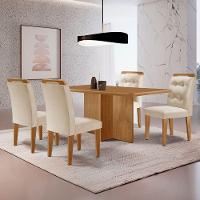 Mesa Olimpia 120 Mdf Com 4 Cadeiras Carol Veludo Creme Naturalle - 1
