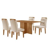 Mesa Olimpia 120 Mdf Com 4 Cadeiras Carol Veludo Creme Naturalle - 2