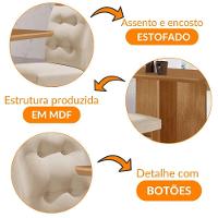 Mesa Olimpia 120 Mdf Com 4 Cadeiras Carol Veludo Creme Naturalle - 6