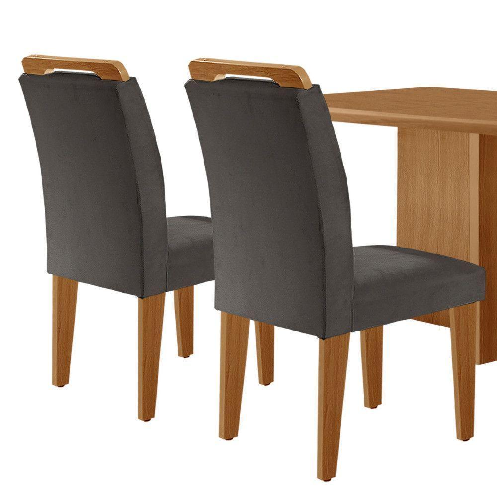 Mesa Olimpia 120 Mdf Com 4 Cadeiras Carol Veludo Grafite Naturalle - 7