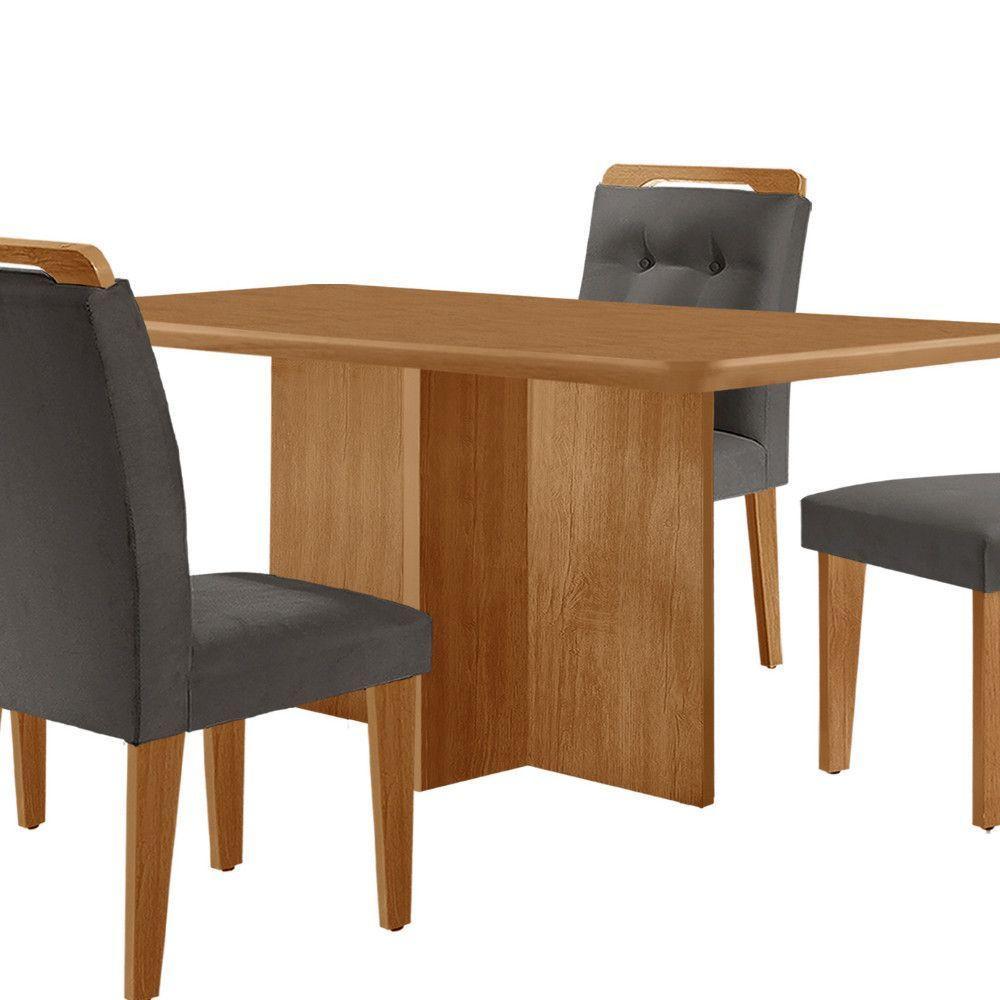 Mesa Olimpia 120 Mdf Com 4 Cadeiras Carol Veludo Grafite Naturalle - 8