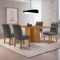 Mesa Olimpia 120 Mdf Com 4 Cadeiras Carol Veludo Grafite Naturalle - 1