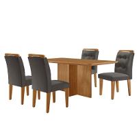 Mesa Olimpia 120 Mdf Com 4 Cadeiras Carol Veludo Grafite Naturalle - 2