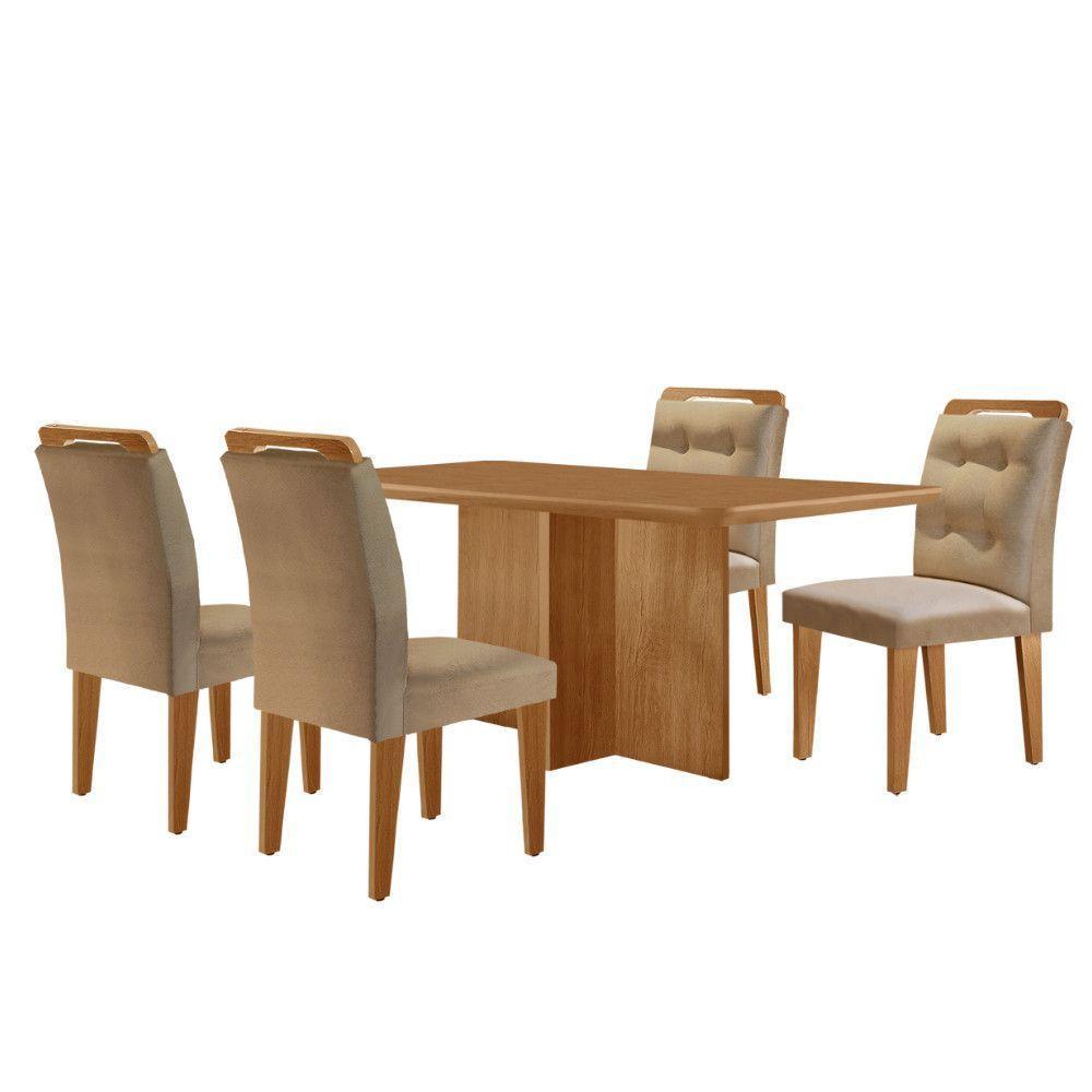 Mesa Olimpia 120 Mdf Canto Copo E Com 4 Cadeiras Carol Turim 07 Naturalle - 2