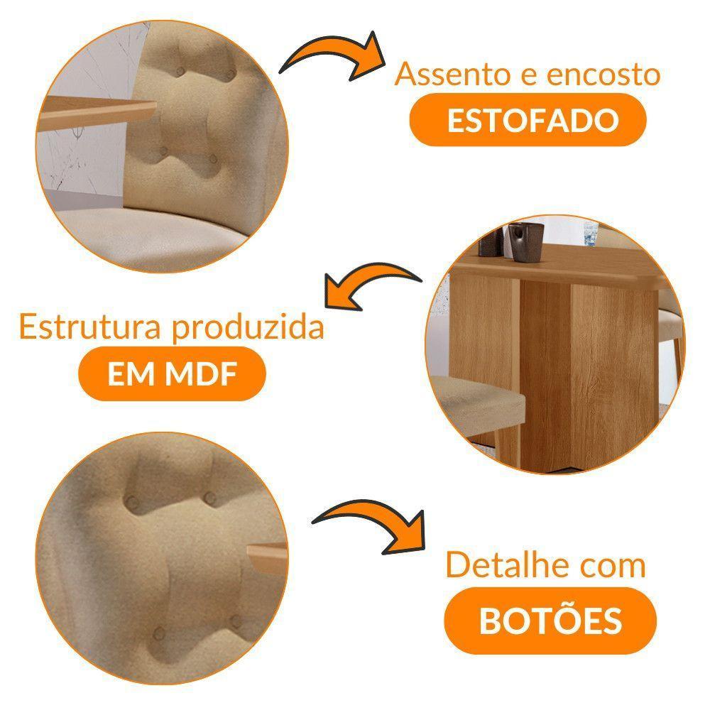 Mesa Olimpia 120 Mdf Canto Copo E Com 4 Cadeiras Carol Turim 07 Naturalle - 6
